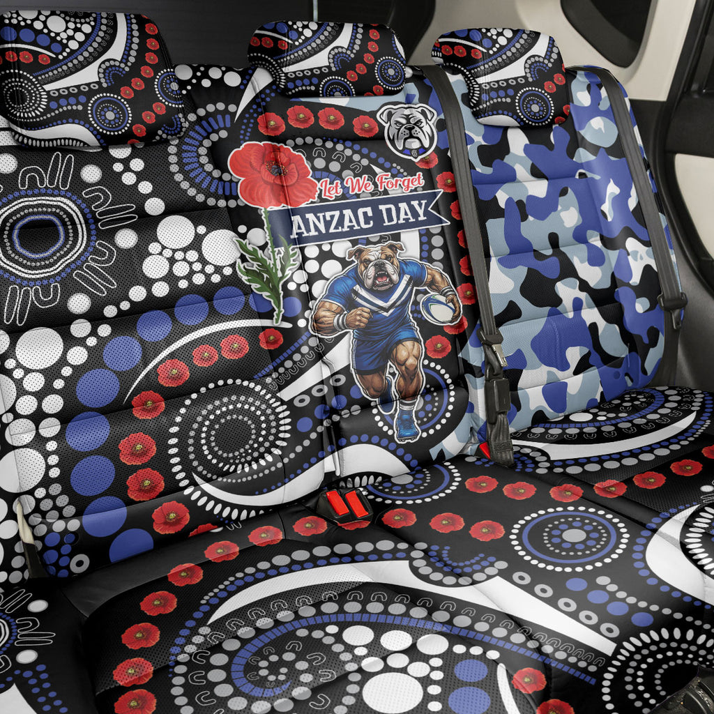 Canterbury Bulldogs ANZAC Day Back Car Seat Cover Aboriginal Dot Poppy Remembrance Bulldog