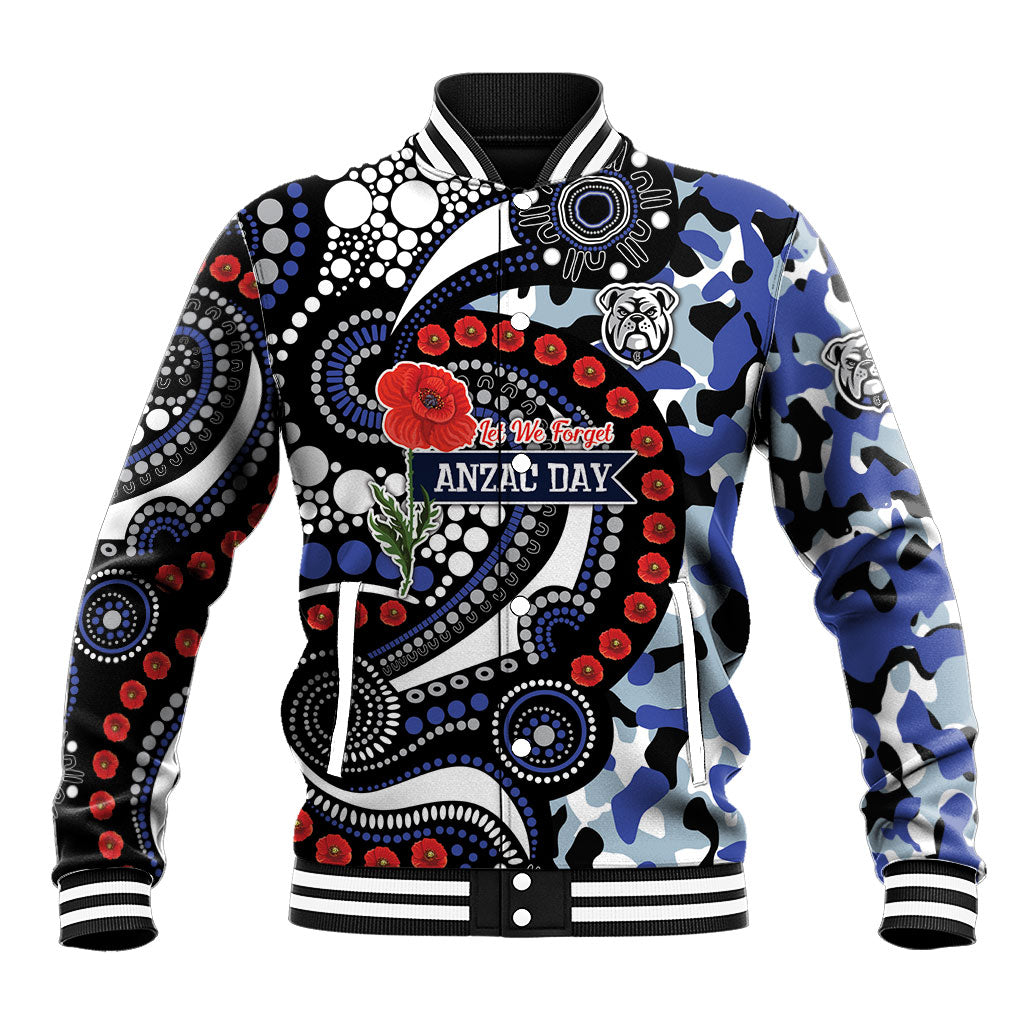 Canterbury Bulldogs ANZAC Day Baseball Jacket Aboriginal Dot Poppy Remembrance Bulldog