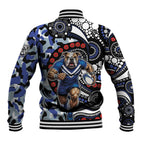 Canterbury Bulldogs ANZAC Day Baseball Jacket Aboriginal Dot Poppy Remembrance Bulldog