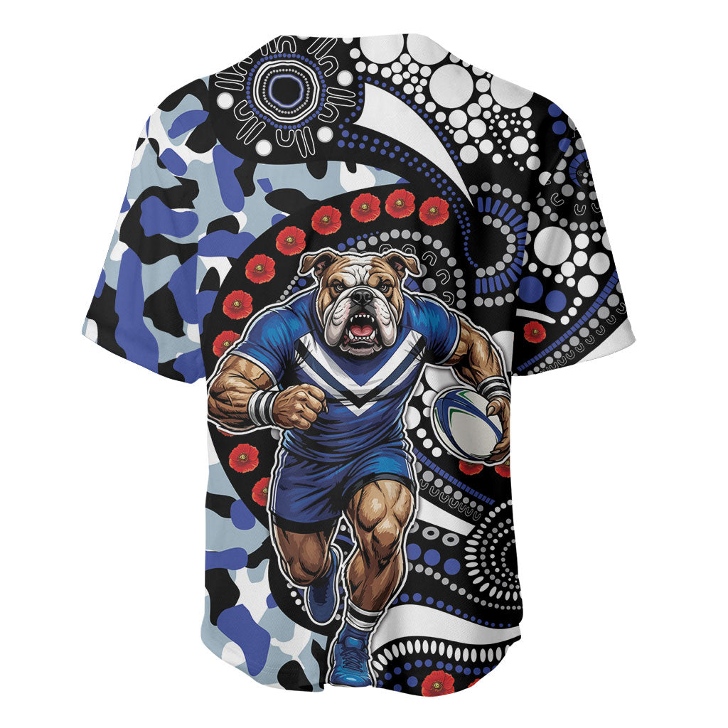 Canterbury Bulldogs ANZAC Day Baseball Jersey Aboriginal Dot Poppy Remembrance Bulldog