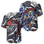 Canterbury Bulldogs ANZAC Day Baseball Jersey Aboriginal Dot Poppy Remembrance Bulldog