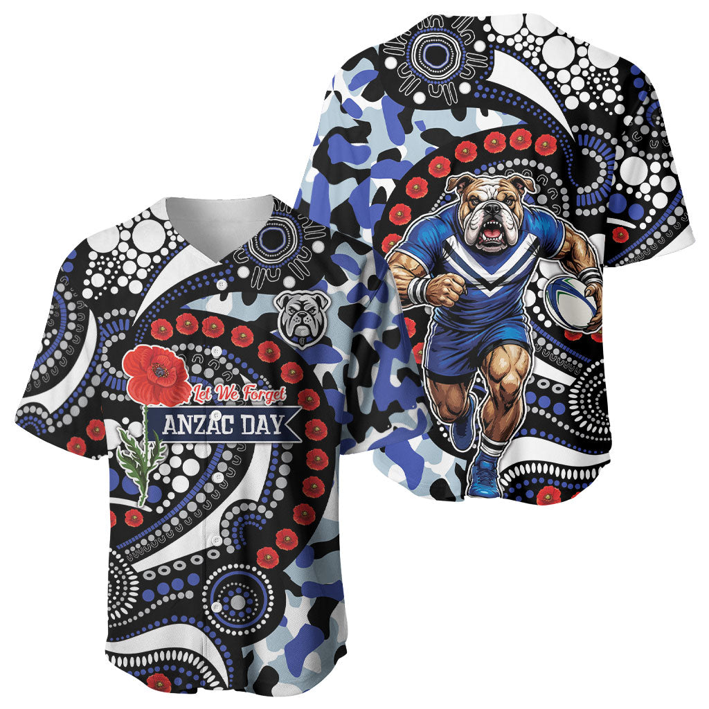 Canterbury Bulldogs ANZAC Day Baseball Jersey Aboriginal Dot Poppy Remembrance Bulldog