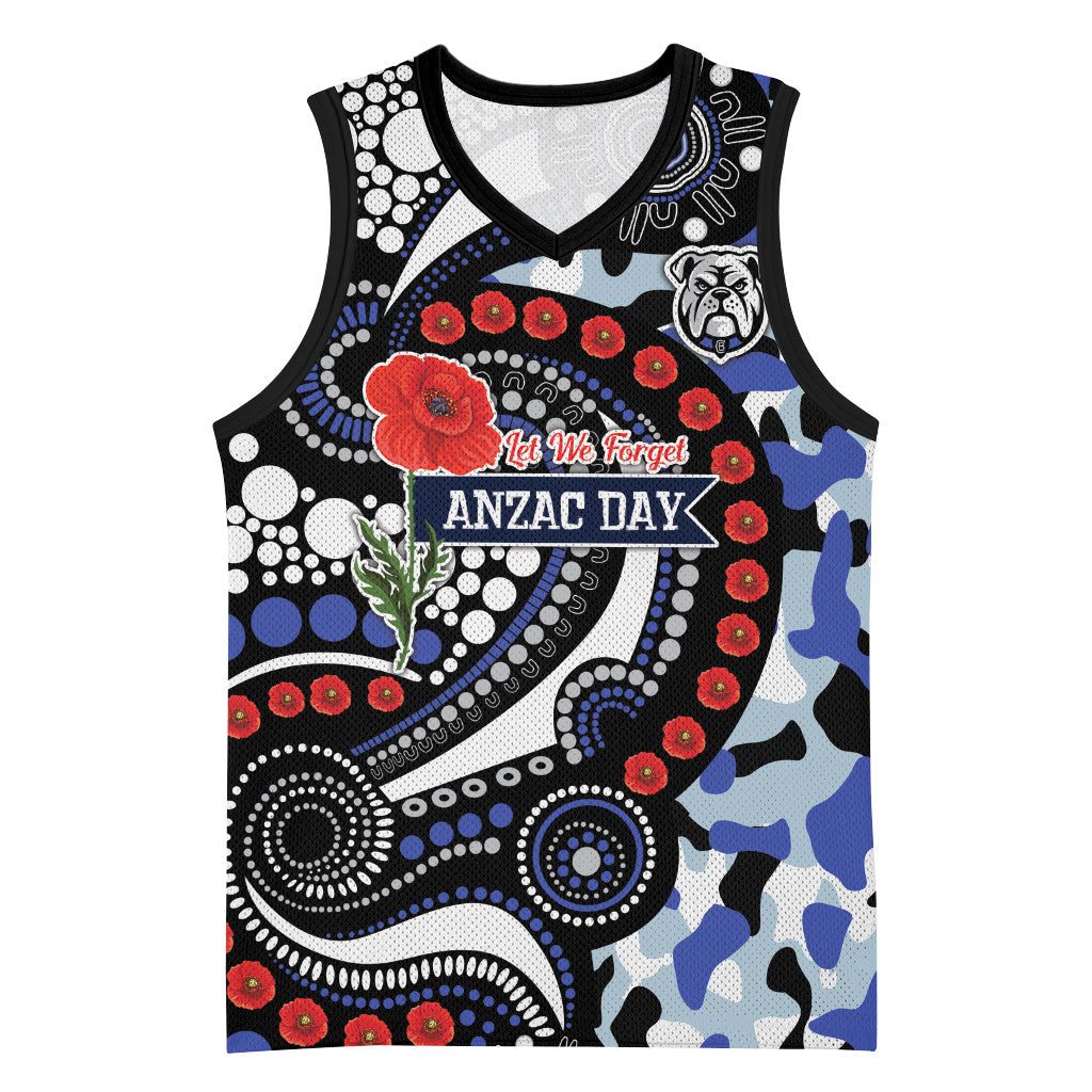 Canterbury Bulldogs ANZAC Day Basketball Jersey Aboriginal Dot Poppy Remembrance Bulldog
