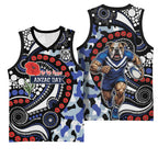 Canterbury Bulldogs ANZAC Day Basketball Jersey Aboriginal Dot Poppy Remembrance Bulldog