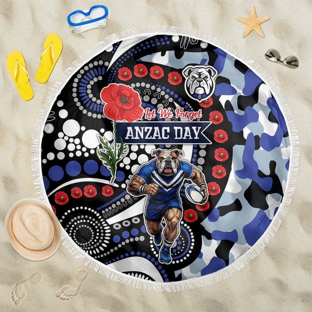 Canterbury Bulldogs ANZAC Day Beach Blanket Aboriginal Dot Poppy Remembrance Bulldog