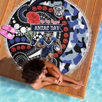 Canterbury Bulldogs ANZAC Day Beach Blanket Aboriginal Dot Poppy Remembrance Bulldog