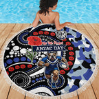 Canterbury Bulldogs ANZAC Day Beach Blanket Aboriginal Dot Poppy Remembrance Bulldog