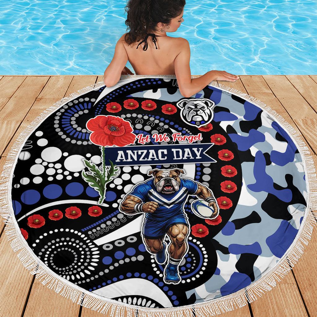 Canterbury Bulldogs ANZAC Day Beach Blanket Aboriginal Dot Poppy Remembrance Bulldog