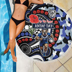 Canterbury Bulldogs ANZAC Day Beach Blanket Aboriginal Dot Poppy Remembrance Bulldog