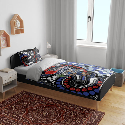 Canterbury Bulldogs ANZAC Day Bedding Set Aboriginal Dot Poppy Remembrance Bulldog