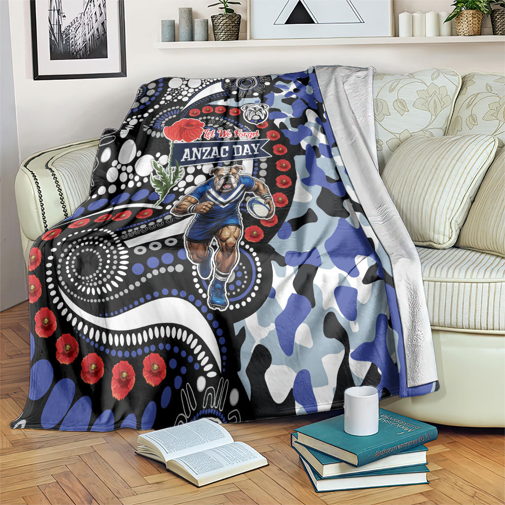 Canterbury Bulldogs ANZAC Day Blanket Aboriginal Dot Poppy Remembrance Bulldog