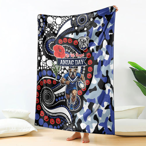 Canterbury Bulldogs ANZAC Day Blanket Aboriginal Dot Poppy Remembrance Bulldog