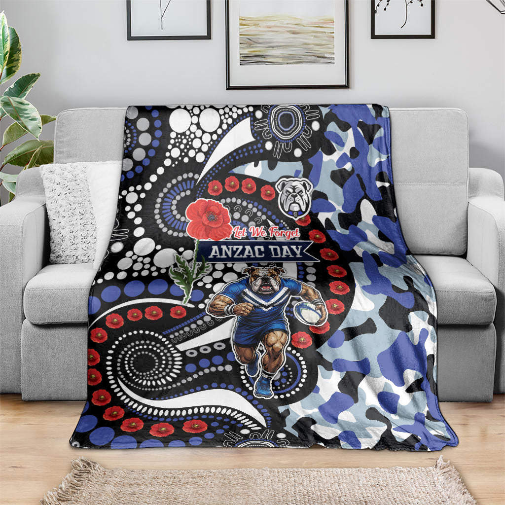 Canterbury Bulldogs ANZAC Day Blanket Aboriginal Dot Poppy Remembrance Bulldog