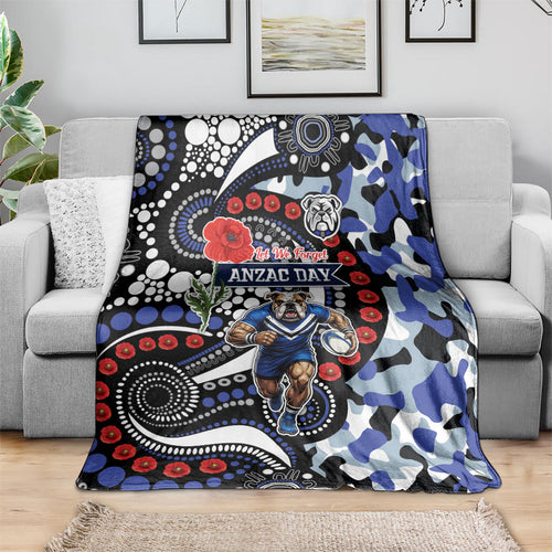 Canterbury Bulldogs ANZAC Day Blanket Aboriginal Dot Poppy Remembrance Bulldog