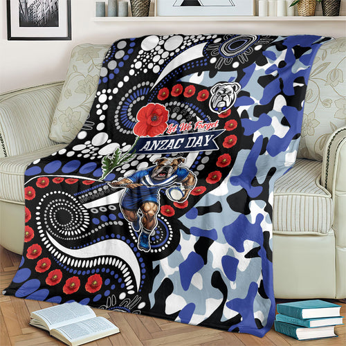 Canterbury Bulldogs ANZAC Day Blanket Aboriginal Dot Poppy Remembrance Bulldog