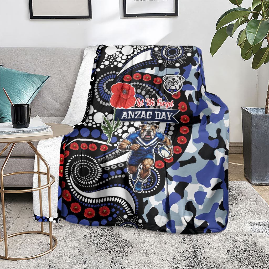 Canterbury Bulldogs ANZAC Day Blanket Aboriginal Dot Poppy Remembrance Bulldog