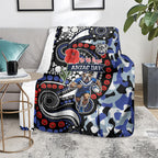 Canterbury Bulldogs ANZAC Day Blanket Aboriginal Dot Poppy Remembrance Bulldog