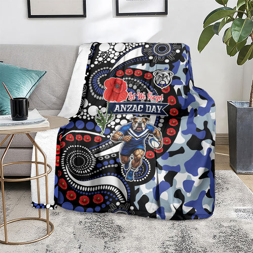 Canterbury Bulldogs ANZAC Day Blanket Aboriginal Dot Poppy Remembrance Bulldog