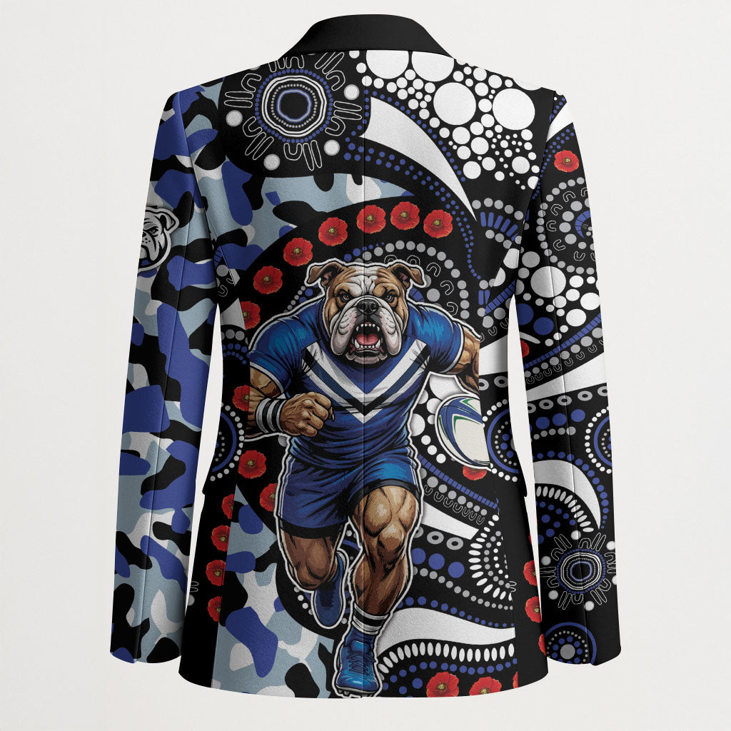 Canterbury Bulldogs ANZAC Day Blazer Aboriginal Dot Poppy Remembrance Bulldog