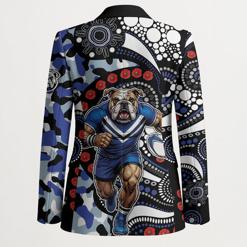Canterbury Bulldogs ANZAC Day Blazer Aboriginal Dot Poppy Remembrance Bulldog