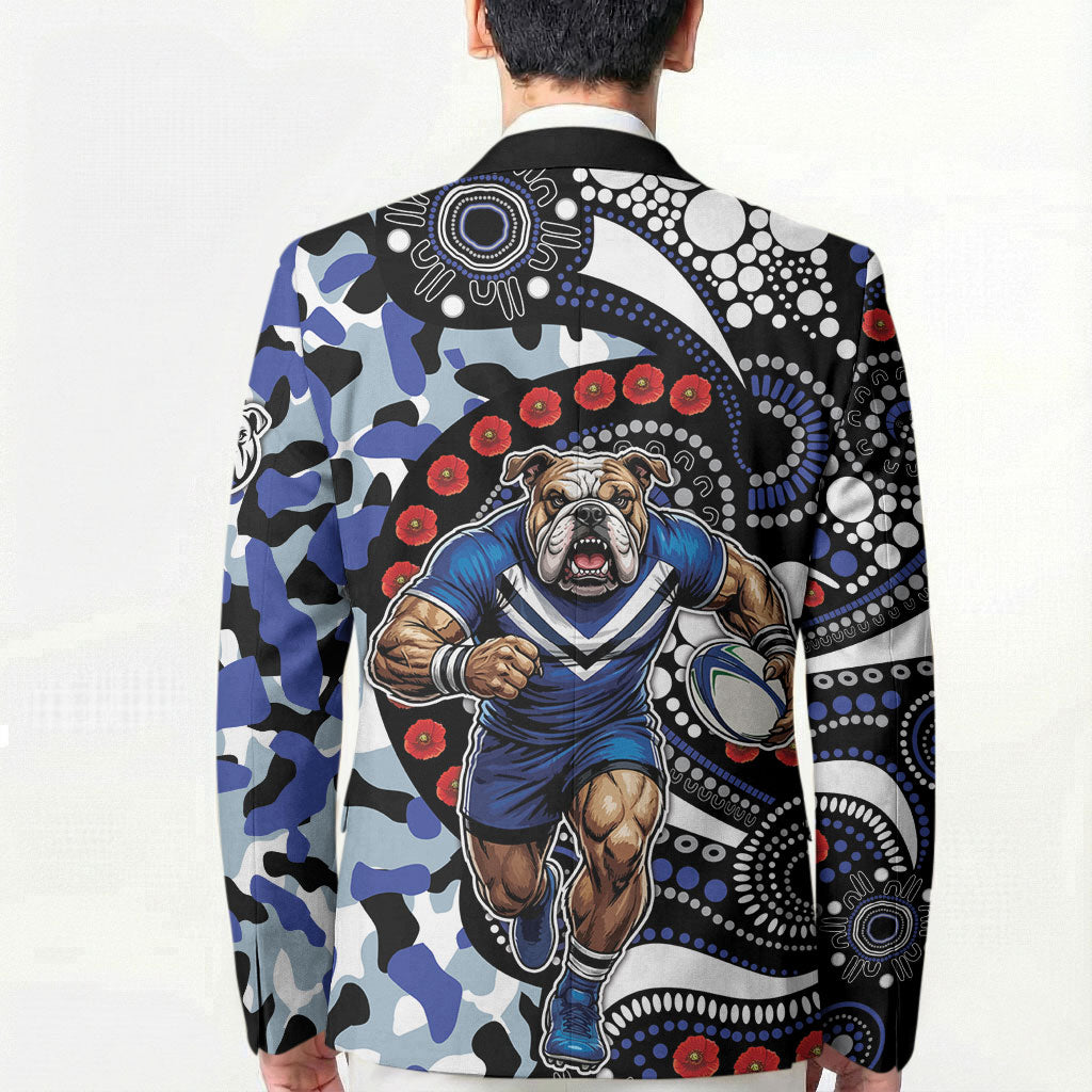 Canterbury Bulldogs ANZAC Day Blazer Aboriginal Dot Poppy Remembrance Bulldog