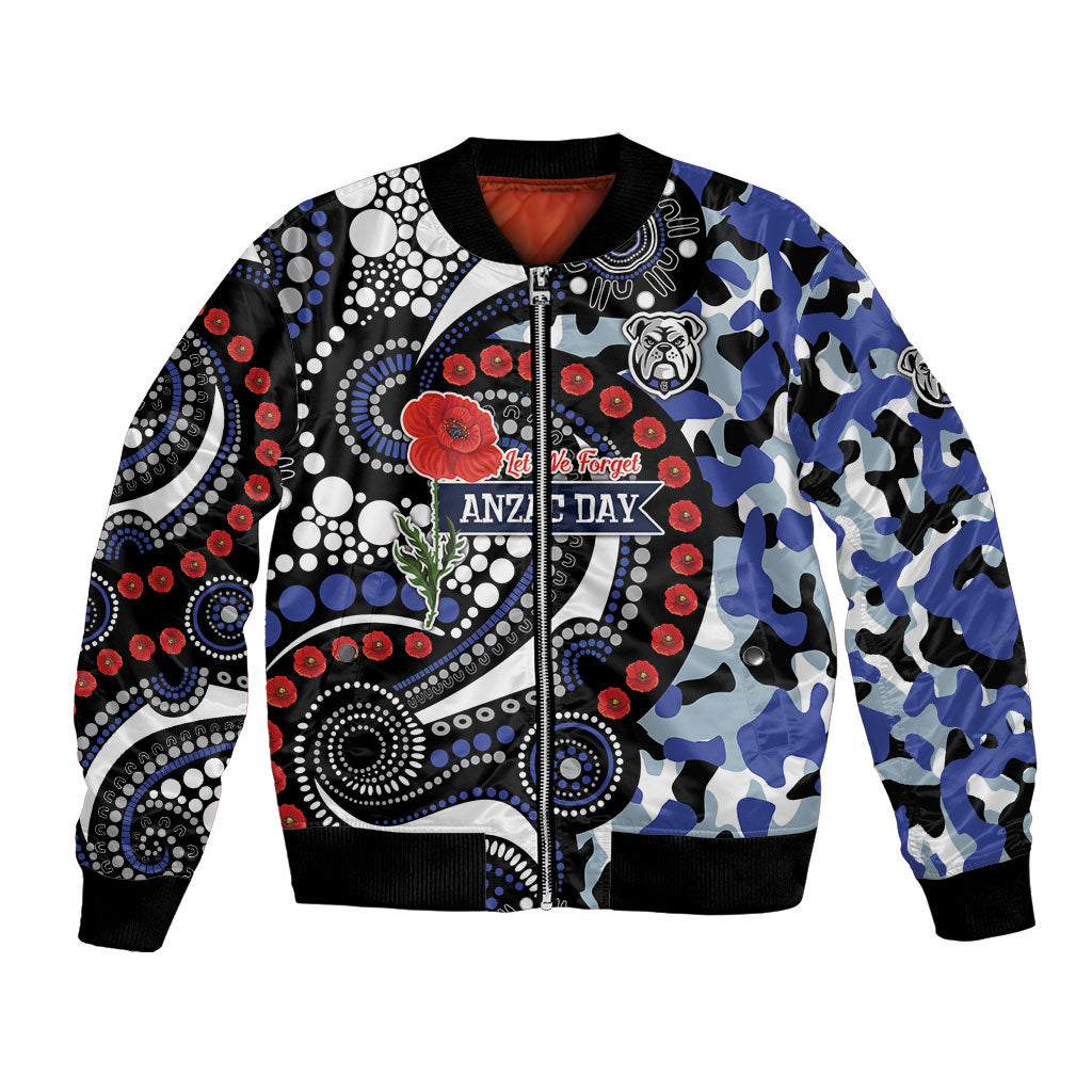 Canterbury Bulldogs ANZAC Day Bomber Jacket Aboriginal Dot Poppy Remembrance Bulldog