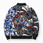 Canterbury Bulldogs ANZAC Day Bomber Puffer Jacket Aboriginal Dot Poppy Remembrance Bulldog