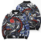 Canterbury Bulldogs ANZAC Day Bomber Puffer Jacket Aboriginal Dot Poppy Remembrance Bulldog