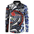 Canterbury Bulldogs ANZAC Day Button Sweatshirt Aboriginal Dot Poppy Remembrance Bulldog