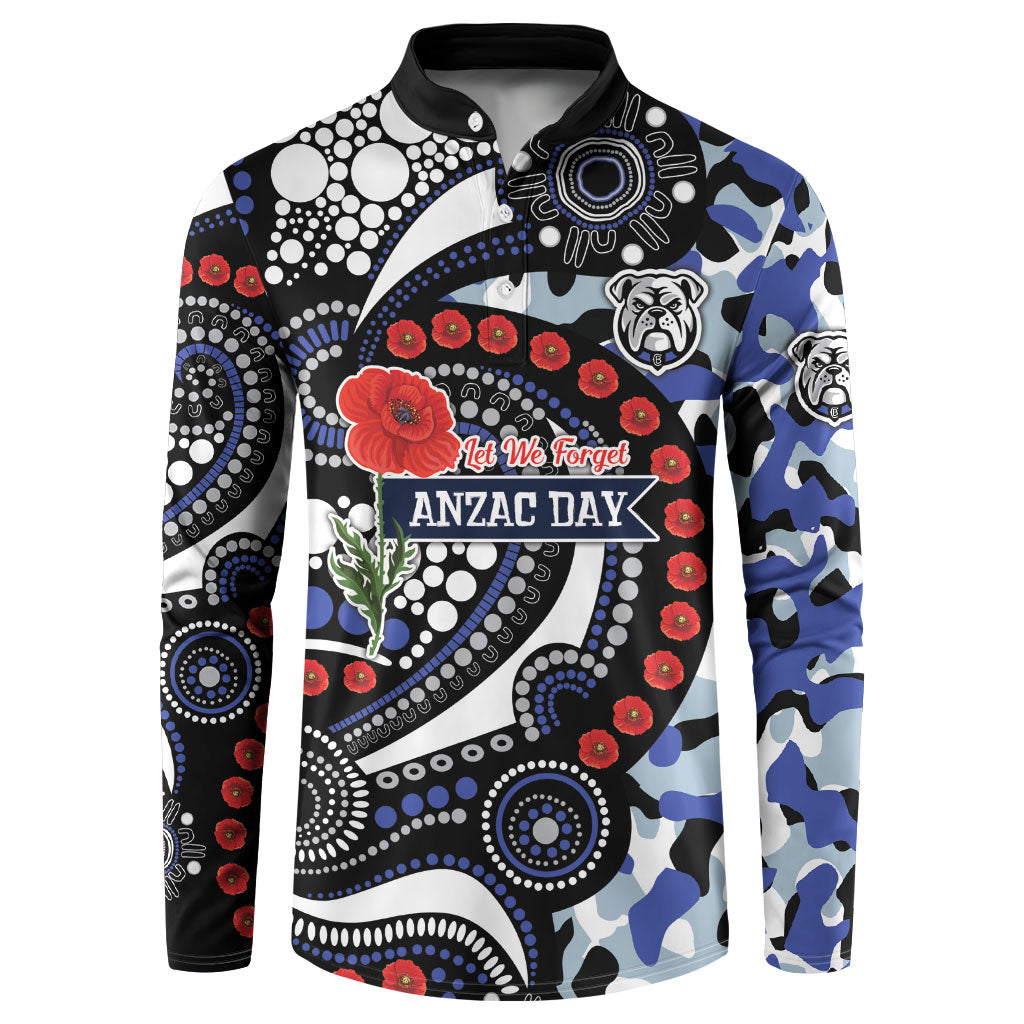 Canterbury Bulldogs ANZAC Day Button Sweatshirt Aboriginal Dot Poppy Remembrance Bulldog