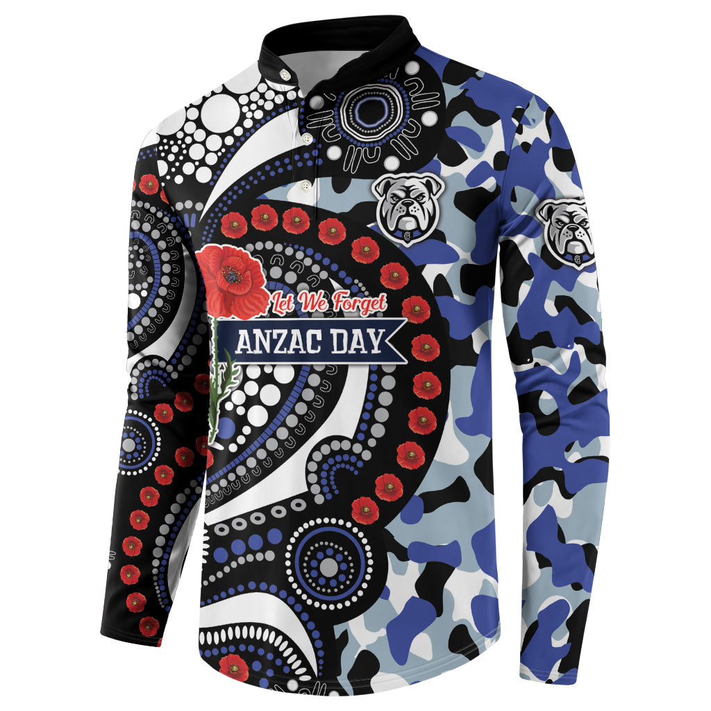 Canterbury Bulldogs ANZAC Day Button Sweatshirt Aboriginal Dot Poppy Remembrance Bulldog