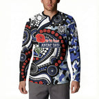 Canterbury Bulldogs ANZAC Day Button Sweatshirt Aboriginal Dot Poppy Remembrance Bulldog
