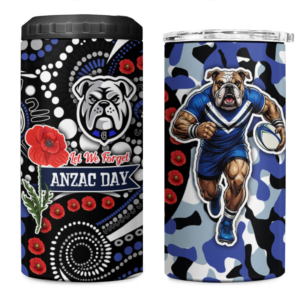 Canterbury Bulldogs ANZAC Day 4 in 1 Can Cooler Tumbler Aboriginal Dot Poppy Remembrance Bulldog