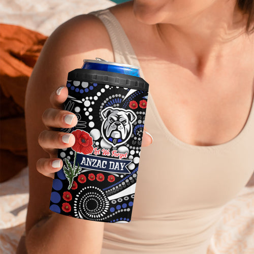 Canterbury Bulldogs ANZAC Day 4 in 1 Can Cooler Tumbler Aboriginal Dot Poppy Remembrance Bulldog