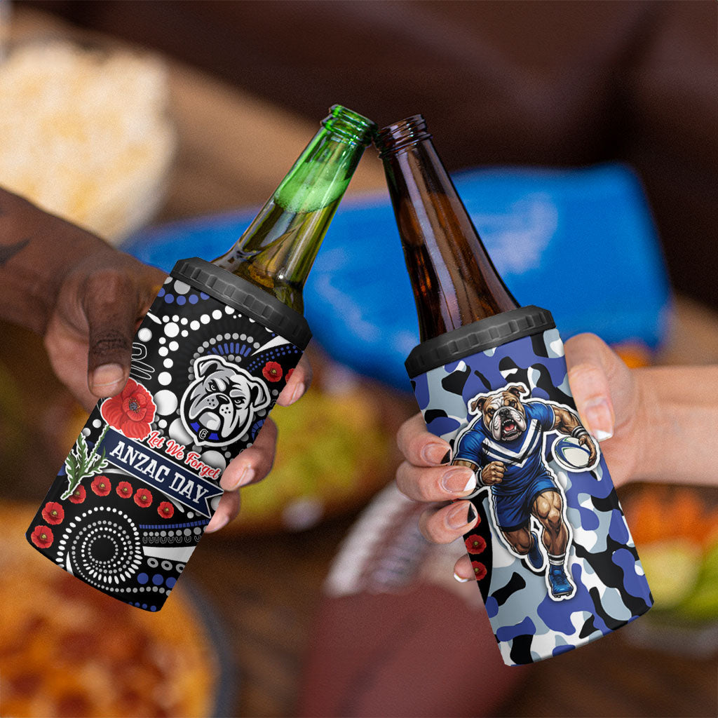 Canterbury Bulldogs ANZAC Day 4 in 1 Can Cooler Tumbler Aboriginal Dot Poppy Remembrance Bulldog
