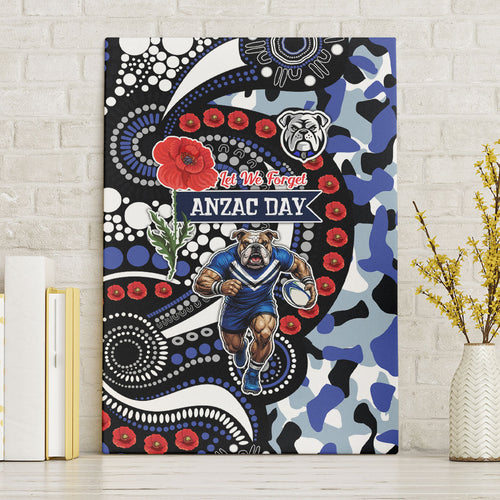Canterbury Bulldogs ANZAC Day Canvas Wall Art Aboriginal Dot Poppy Remembrance Bulldog