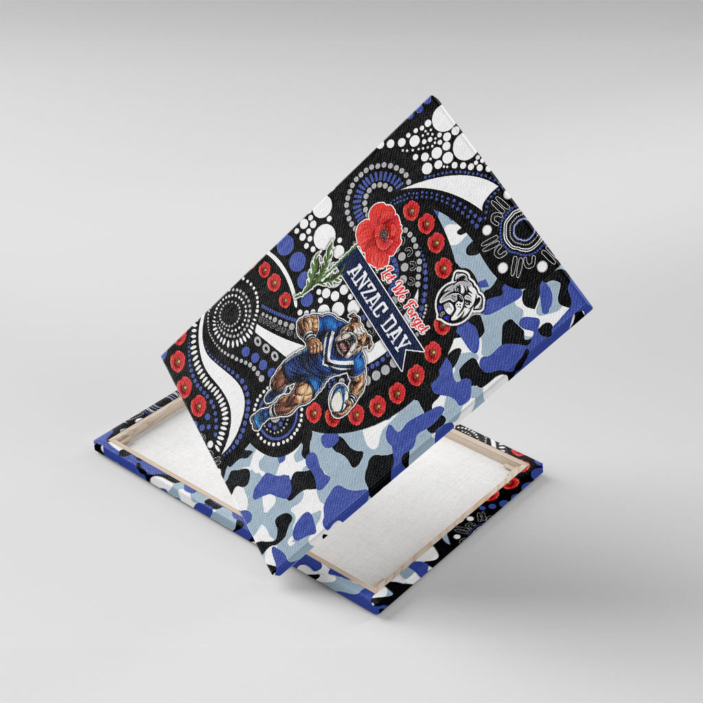 Canterbury Bulldogs ANZAC Day Canvas Wall Art Aboriginal Dot Poppy Remembrance Bulldog