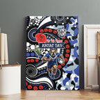 Canterbury Bulldogs ANZAC Day Canvas Wall Art Aboriginal Dot Poppy Remembrance Bulldog