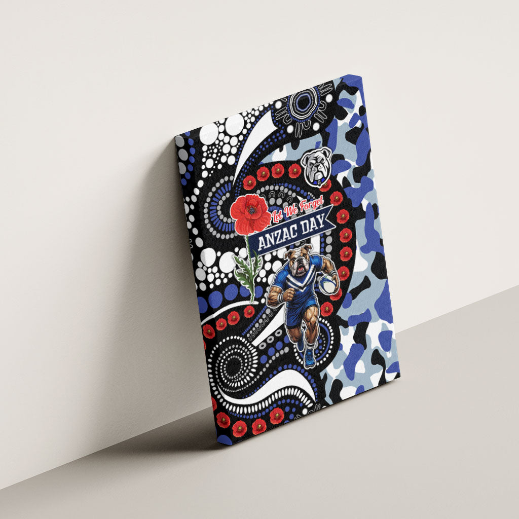 Canterbury Bulldogs ANZAC Day Canvas Wall Art Aboriginal Dot Poppy Remembrance Bulldog