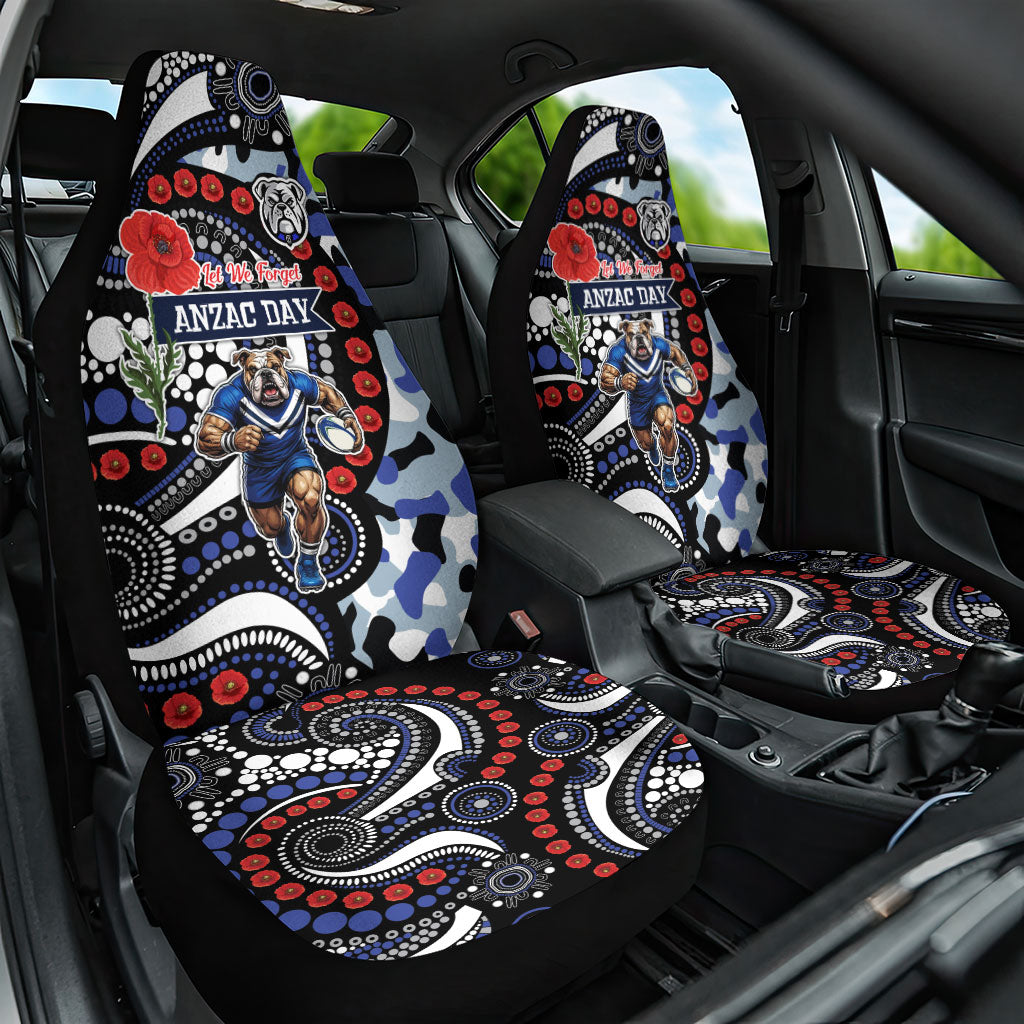 Canterbury Bulldogs ANZAC Day Car Seat Cover Aboriginal Dot Poppy Remembrance Bulldog