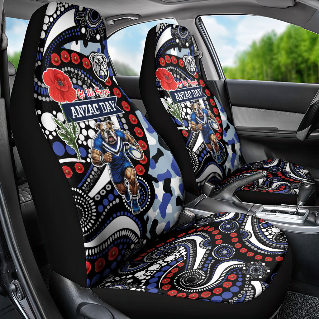 Canterbury Bulldogs ANZAC Day Car Seat Cover Aboriginal Dot Poppy Remembrance Bulldog
