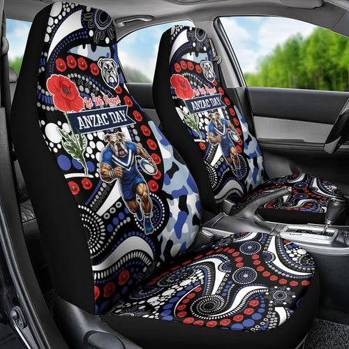 Canterbury Bulldogs ANZAC Day Car Seat Cover Aboriginal Dot Poppy Remembrance Bulldog