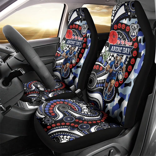 Canterbury Bulldogs ANZAC Day Car Seat Cover Aboriginal Dot Poppy Remembrance Bulldog