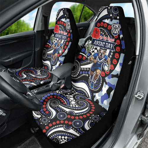 Canterbury Bulldogs ANZAC Day Car Seat Cover Aboriginal Dot Poppy Remembrance Bulldog