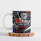 Canterbury Bulldogs ANZAC Day Ceramic Mug Aboriginal Dot Poppy Remembrance Bulldog