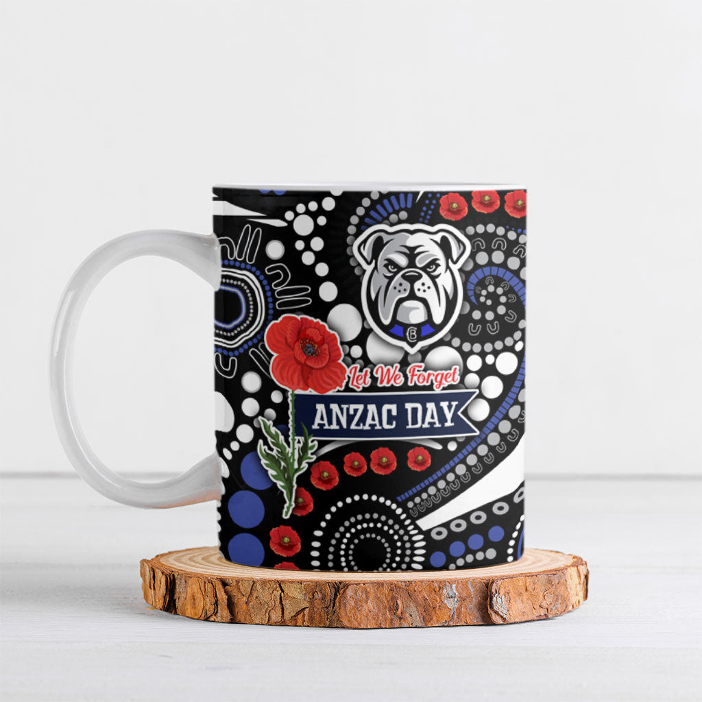 Canterbury Bulldogs ANZAC Day Ceramic Mug Aboriginal Dot Poppy Remembrance Bulldog