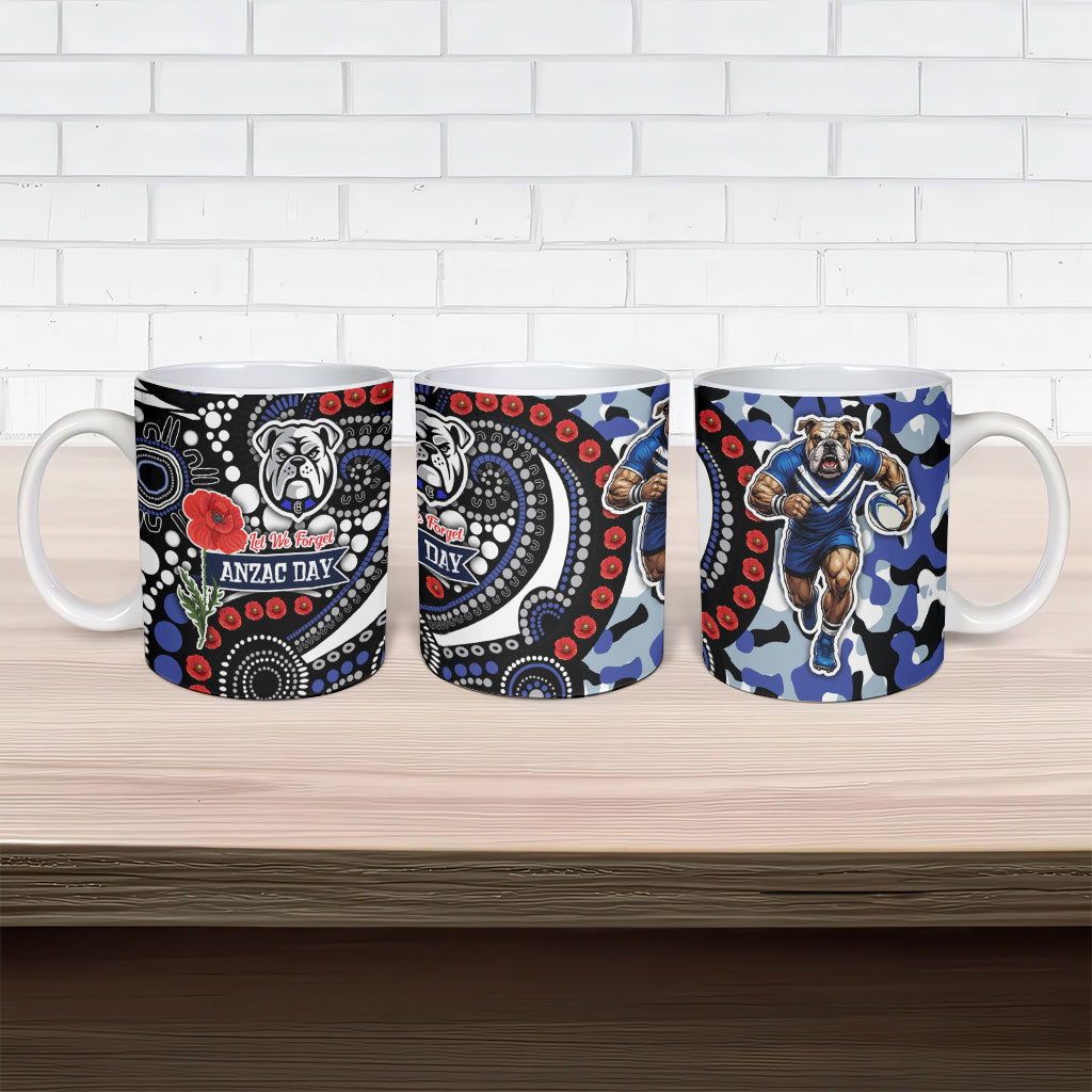 Canterbury Bulldogs ANZAC Day Ceramic Mug Aboriginal Dot Poppy Remembrance Bulldog