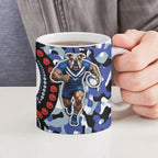 Canterbury Bulldogs ANZAC Day Ceramic Mug Aboriginal Dot Poppy Remembrance Bulldog