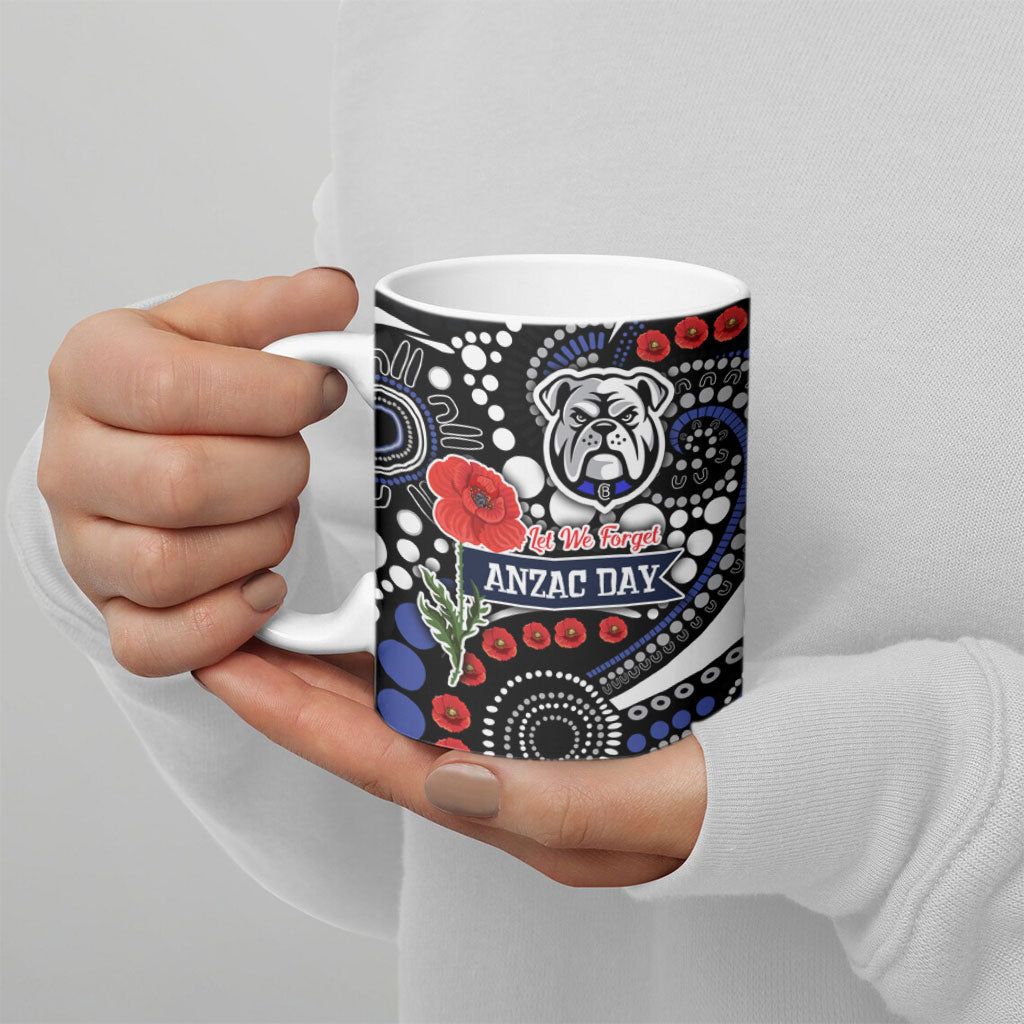 Canterbury Bulldogs ANZAC Day Ceramic Mug Aboriginal Dot Poppy Remembrance Bulldog