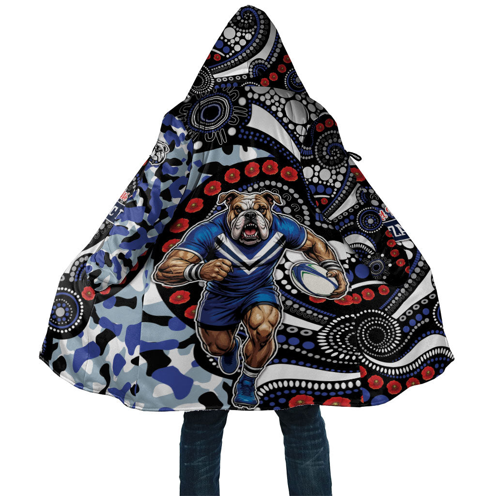 Canterbury Bulldogs ANZAC Day Cloak Aboriginal Dot Poppy Remembrance Bulldog